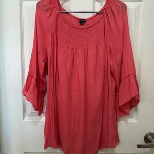 New Directions Coral Blouse with Flared Sleeves